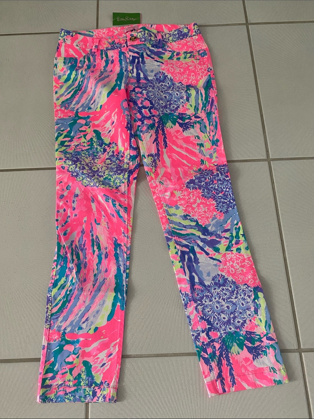 NWT Lilly Pulitzer Callahan Chino Pant Multi Rainbow Soleil size 6